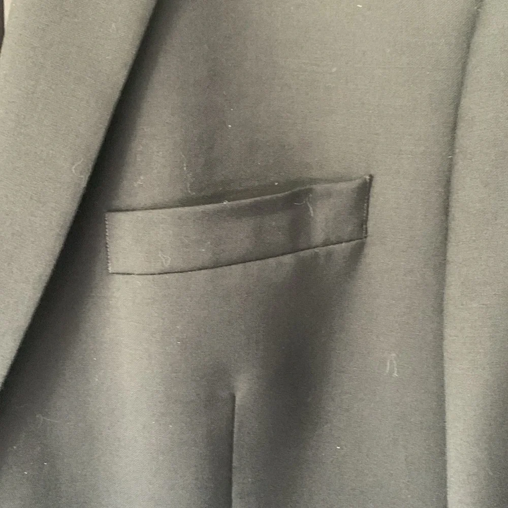 Calvin Klein Men Sport Coat Suit Blazer 2 Button Black Wool‎ Natural Stretch 46R